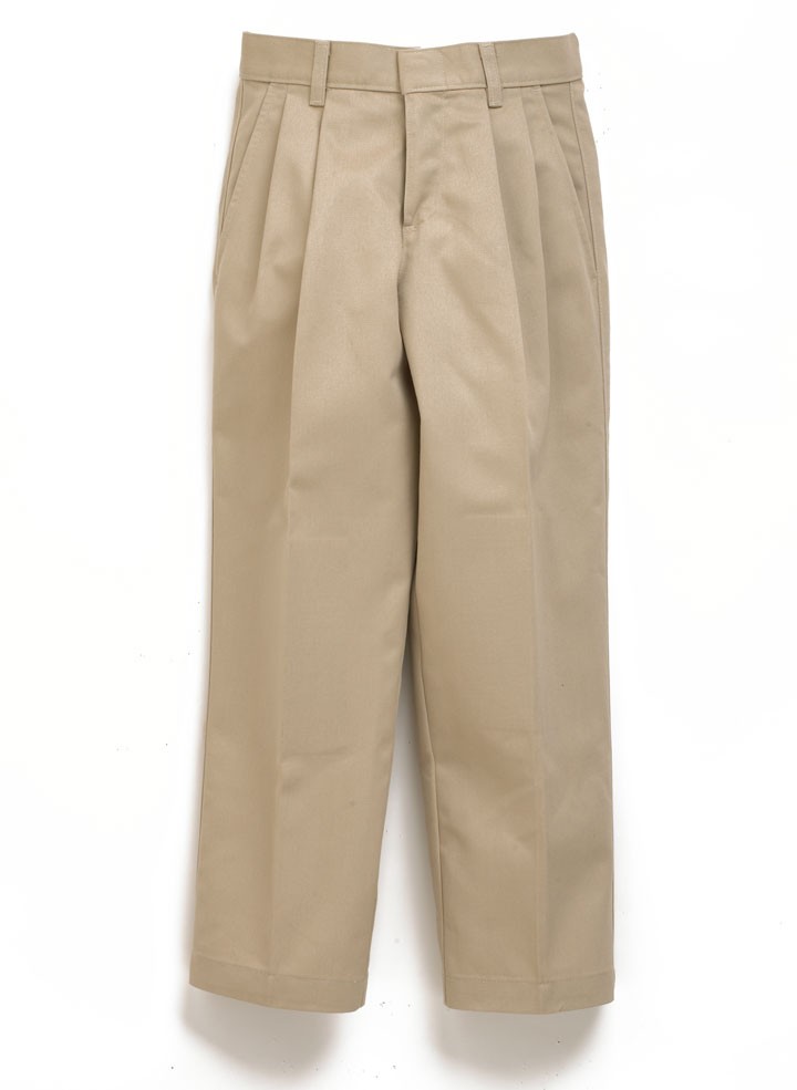 Boys Khaki Pleated Adjustable Waist Pants* Final Sale, No Returns, No Exchange