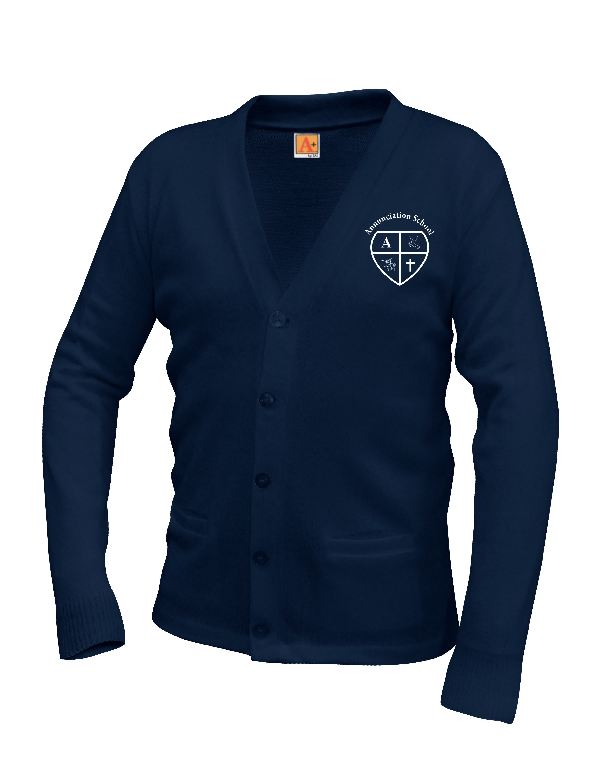 ANN 2-Pocket Cardigan w/ School Logo