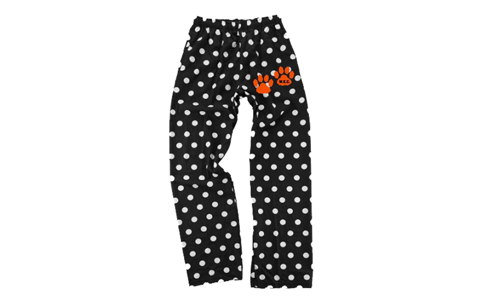 W.E.C. Spirit Black Polka Dot Pajama Pants w/ 2 Paw Logo* - Please Allow 2-3 Weeks for Delivery