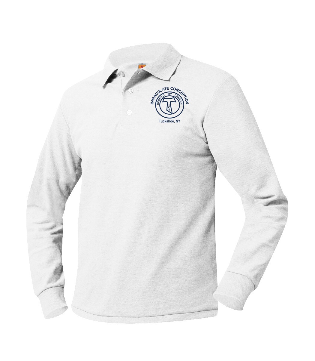 ICS White L/S Polo w/ Logo