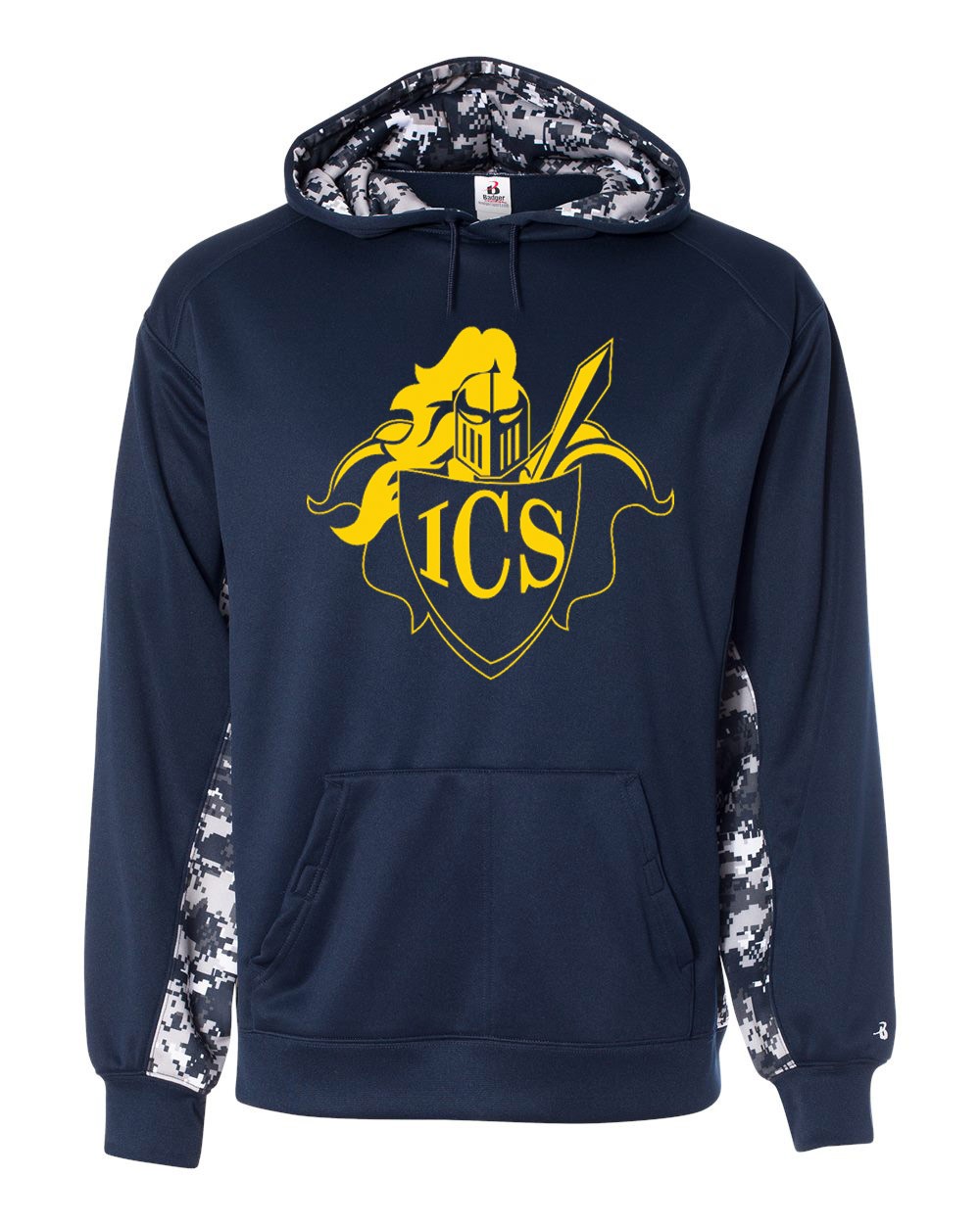 ICS Spirit Digital Color Block Hoodie w/ Gold Logo - Please Allow 2-3 Weeks for Delivery
