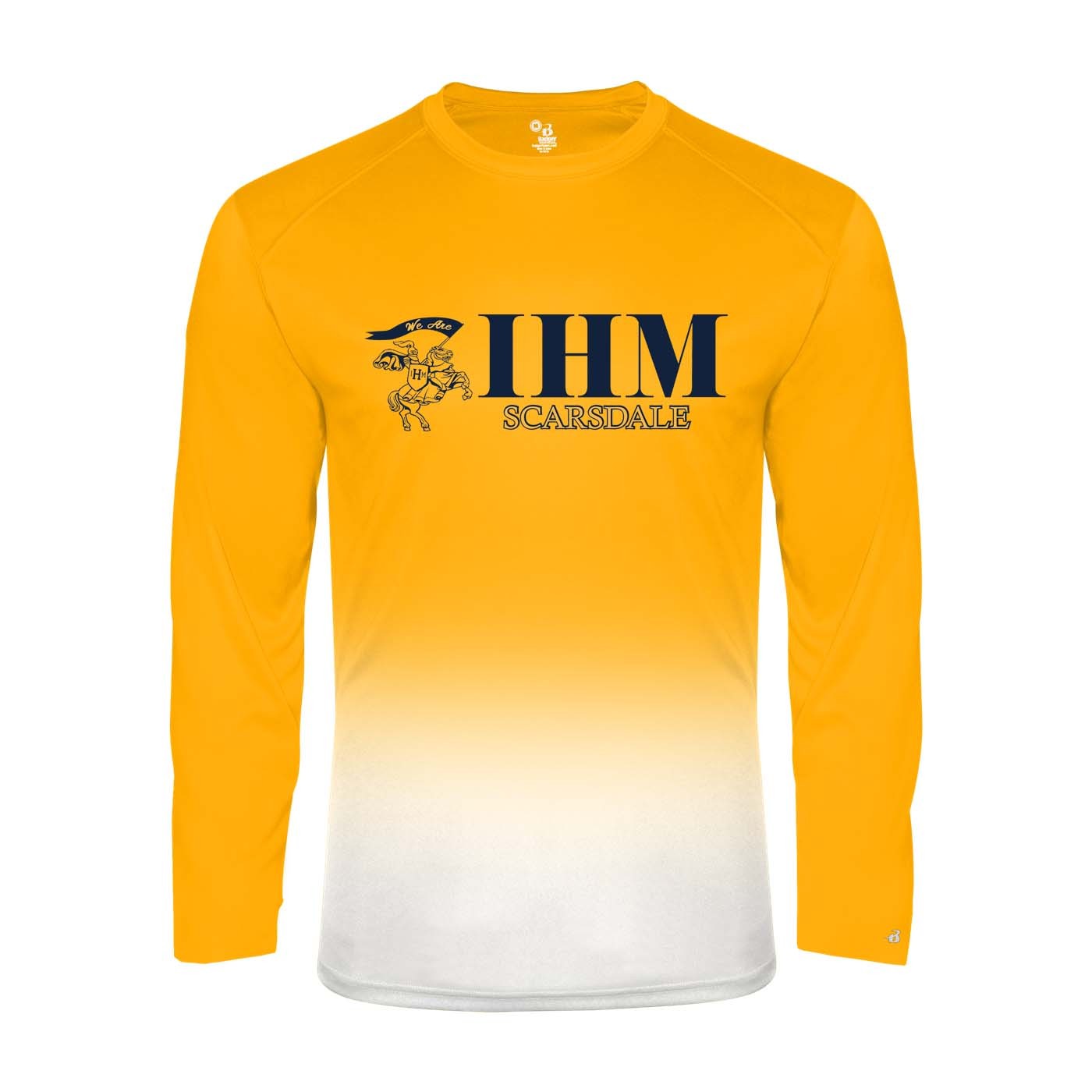 IHM Ombre L/S Spirit T-Shirt w/ Navy Knight Logo - Please Allow 2-3 Weeks for Delivery