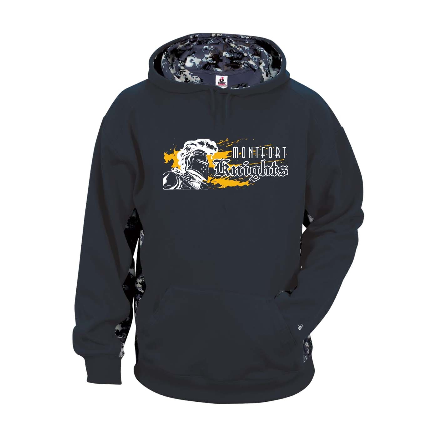 MONTFORT Spirit Digital Color Block Hoodie w/ White Knight Logo - Please Allow 2-3 Weeks for Delivery