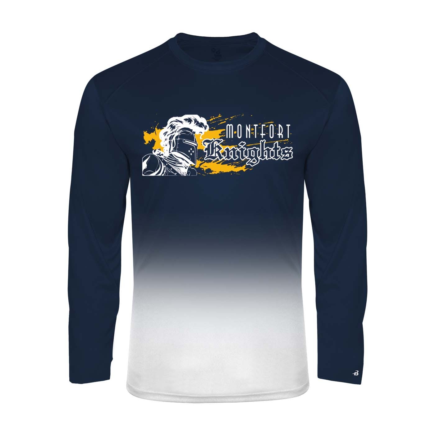 MONTFORT Ombre L/S Spirit T-Shirt w/ White Knight Logo - Please Allow 2-3 Weeks for Delivery