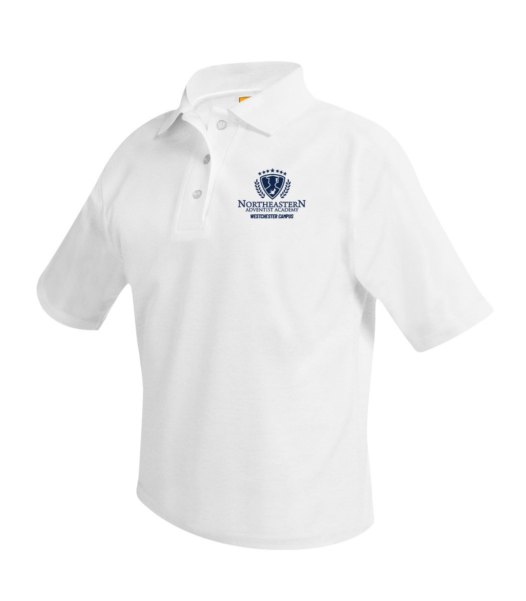 NAA Boys' White S/S Polo w/ Logo (Spring/Fall Only)