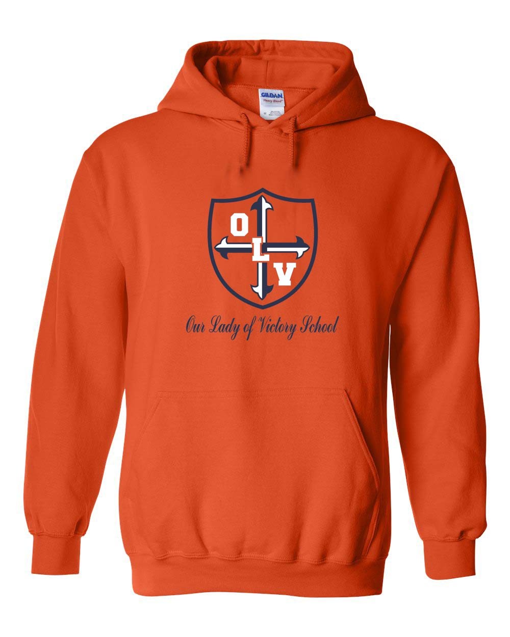 OLV Spirit Pullover Hoodie w/ Navy Logo - Please Allow 2-3 Weeks for Delivery