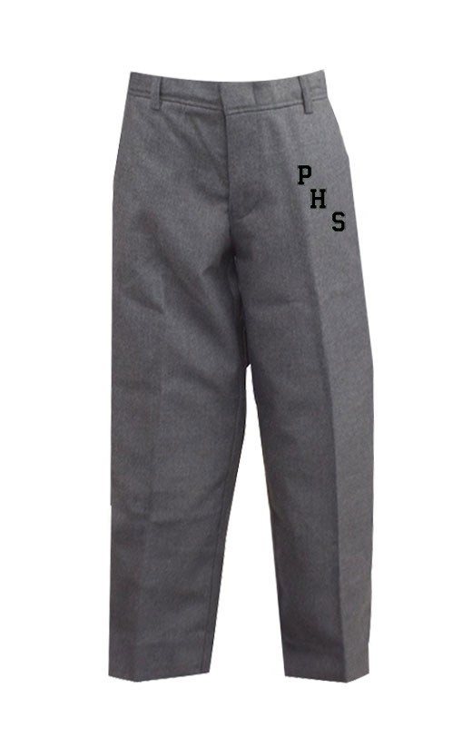 PHS Juniors' Dark Grey Tri-Blend Flat-Front Pants w/ Logo