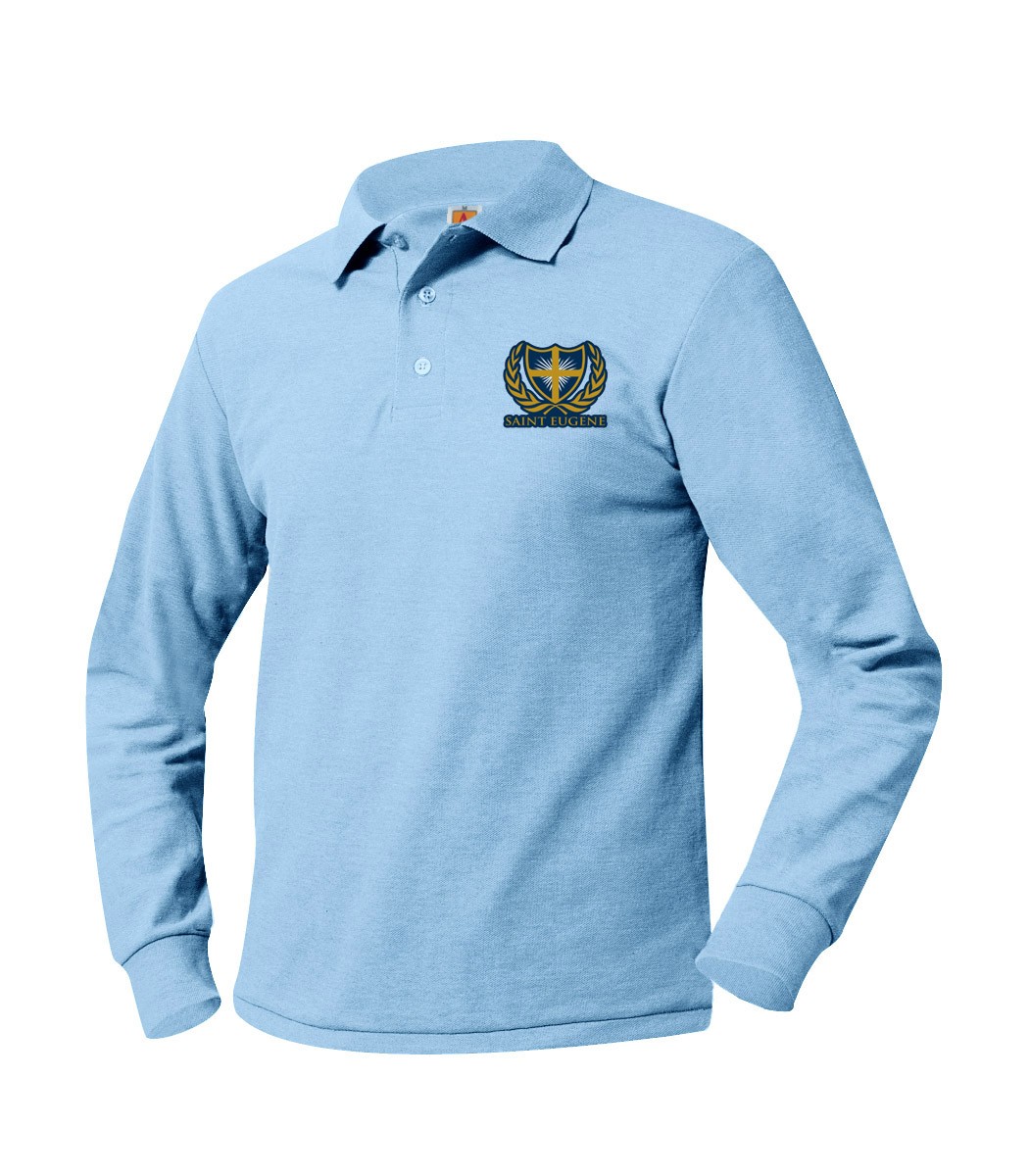 SES Staff Light Blue L/S Polo w/Logo - Please Allow 2-3 Weeks for Delivery
