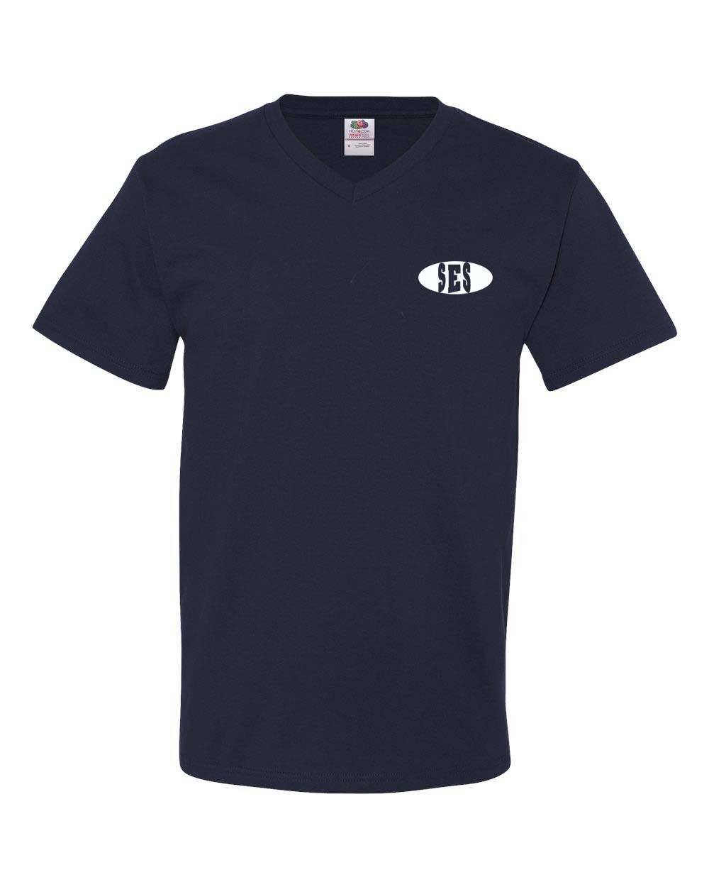 SES Navy Men's Staff V-Neck T-shirt w/ Logo - Please Allow 2-3 Weeks for Delivery