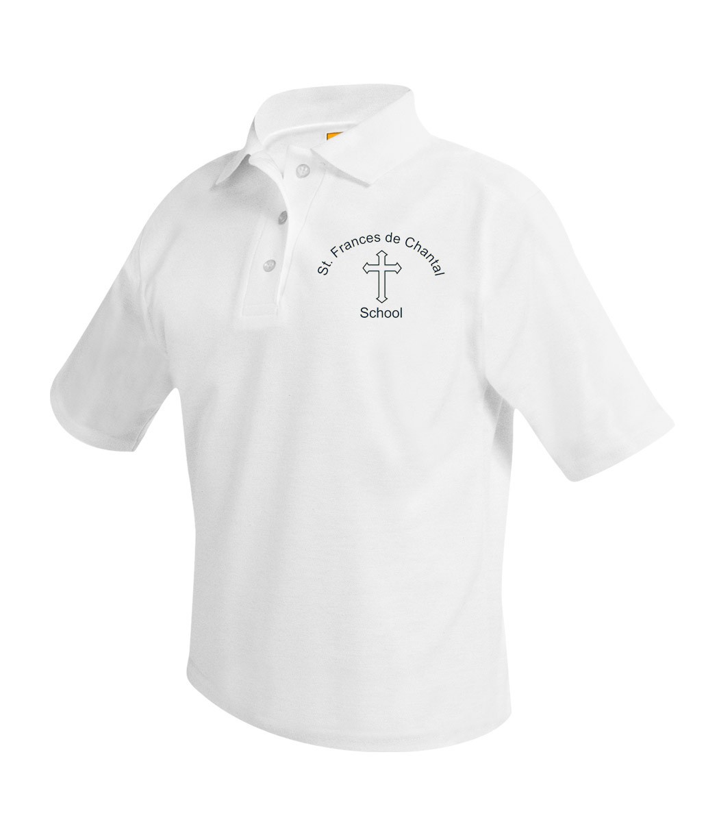 SFDC White S/S Polo w/ School Logo