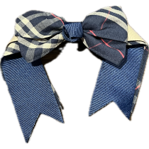 Plaid 01C Scrunchie with Bow and Ribbon