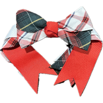 Plaid 40 Scrunchie with Bow and Ribbon