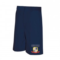 GCS Boys' Flat-Front Adjustable Waist Navy Dress Shorts w/ Logo
