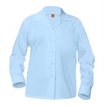 Girls Blue L/S Pointed Collar Blouse