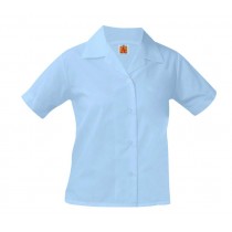 Girls Blue S/S Pointed Collar Blouse