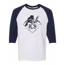 ICS Spirit Wear Ringer Tee w/ Navy Logo - Please Allow 2-3 Weeks for Delivery