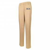 SCA Khaki Flat-Front Pants w/ School Logo