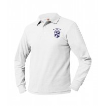 SJP White L/S Polo w/ Logo- Grades K-4