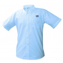SJS Light Blue S/S Oxford Dress Shirt w/ School Logo
